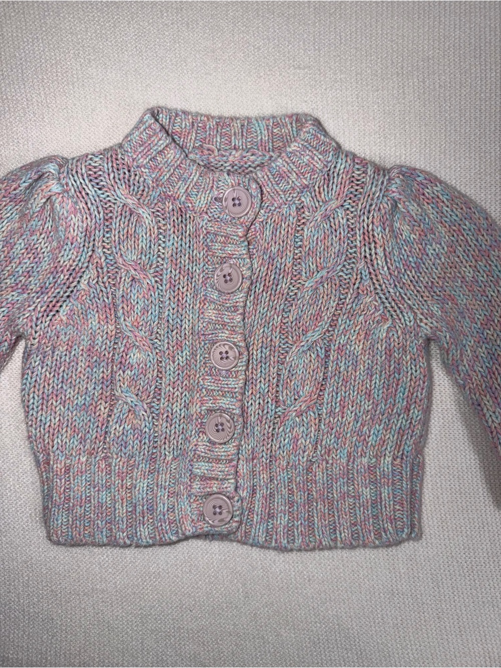 Cherokee Multicolor Cable Knit Button-Front Cardigan - Picture 2 of 4